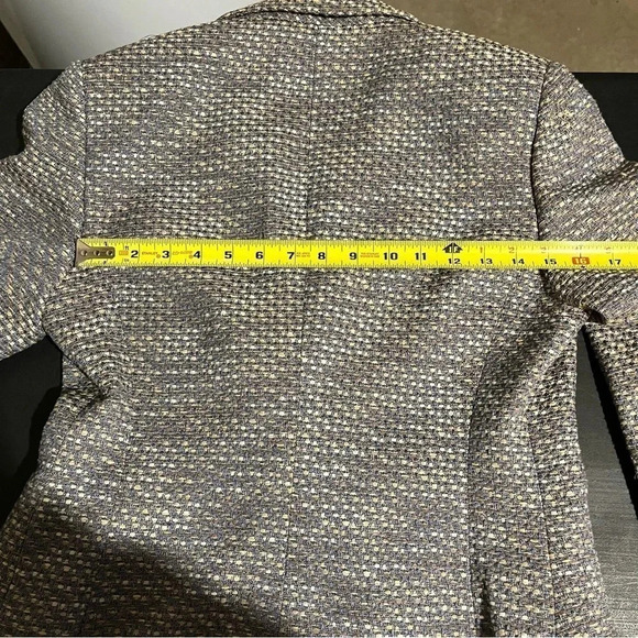 Santorelli Italian Blazer Jacket Faux Wrap Front Tweed Blue Brown Women’s 8 - Picture 12 of 12